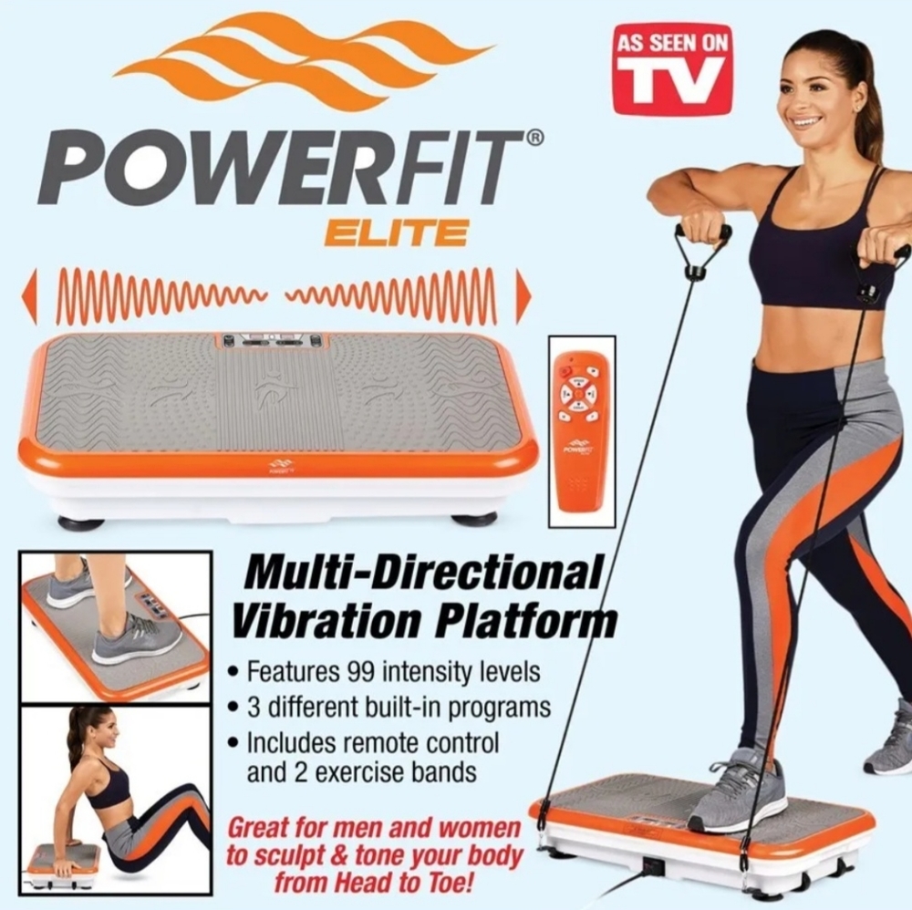 Powerfit Elite Deluxe Vibration Plate Exercise Machine w/ Resistance Bands